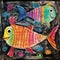 Vibrant Crayon Drawing Of Colorful Fish On Black Background