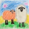 Vibrant Crayon Drawing Of Sheep In Washington Color School Style