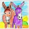 Vibrant Crayon Drawing Of Two Donkeys In The Style Of Nikon D750