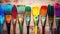 Vibrant Creativity Closeup of Artist Paintbrushes on an Artistic Wooden Background with Colorful Paints. created with Generative