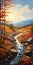 Vibrant Creek Painting In Sung Kim Style With Autumn Colors