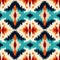 Vibrant Crochet Ikat Pattern In Orange And Azure