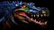 Vibrant Crocodile With Colorful Painted Teeth On Black Background