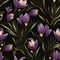 Vibrant crocus flower blooms top view seamless pattern for beautiful and captivating designs