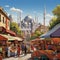 Vibrant Culinary Scene in Istanbul: Street Market Filled with Traditional Turkish Dishes