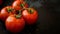 Vibrant Cumato Tomatoes: A Slide of Juicy Ripeness on a Sleek Black Canvas, in  AR