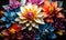 Vibrant Dahlia-Like Flowers in Full Bloom, a Rich Tapestry of Multicolored Petals Creating a Mesmerizing Floral Arrangement