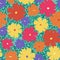 Vibrant daisy flower seamless pattern in bold retro style