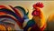 Vibrant Dawn: A Colorful Rooster at Sunrise