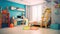 Vibrant Delight in a Colorful Children\\\'s Room. Generative AI