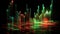 Vibrant depiction of a stock market chart with a dynamic green and red candlestick pattern