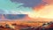 Vibrant Desert Landscape: Impressionistic Oil Illustration Of Plateau