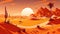 Vibrant Desert Landscape Sand Dunes and Blazing Sun Vector Art - Splash Art for a Mesmerizing Experience