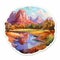 Vibrant Desert Landscape Sticker - Artgerm Inspired Plein Air Art