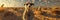 Vibrant desert scene meerkat colony vigilantly standing tall among pastel tones