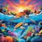 Vibrant and Detailed Artwork of an Enchanting Coral Reef