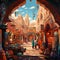 Vibrant and Detailed Digital Illustration of a Bustling Moroccan Bazaar