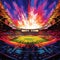 Vibrant Digital Art-style Illustration of an Empty Stadium