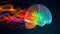 Vibrant Digital Brain Illustration with Neural Network Patterns