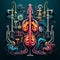 Vibrant Digital Illustration of Dynamic and Energetic Ensemble of Medical Instruments