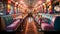 A vibrant diner interior that has been converted to resemble a vintage train car