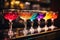 Vibrant display of colorful glasses on a countertop