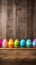 A Vibrant Display of Easter Eggs on a Rustic Wooden Table