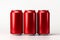 Vibrant display Red aluminum cans stand out on a white backdrop