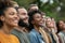 A Vibrant Display Of Unity Diverse Individuals Standing Together And Smiling In A Park