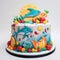 Vibrant Dolphin Fruit Salad Face Cake With Elaborate Hand-painted Details