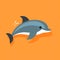 Vibrant Dolphin Illustration On Orange Background