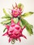 Vibrant Dragon Fruit Plant with Detailed Leaves AI Generated