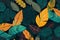 vibrant drawn tropical leaves pattern