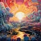 Vibrant Dreamscape: Abstract Elements and Surreal Formations