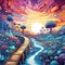 Vibrant Dreamscape: Abstract Elements and Surreal Formations