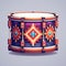 Vibrant Drum Textured 3d Vector Illustration With Folk-inspired Symmetrical Design