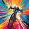Vibrant and Dynamic Pop Art Style: Powerful Bicycle Breaking Free