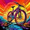 Vibrant and Dynamic Pop Art Style: Powerful Bicycle Breaking Free