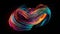 A vibrant and dynamic swirl against a deep black background. Generative ai