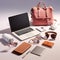 Vibrant E-commerce Hub: Modern Laptop Surrounded by Colorful Accessories and Bestsellers