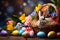 Vibrant Easter Background: Eggs and Flowers