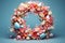 Vibrant Easter wreath made of spring flowers and