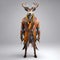 Vibrant Eastern-western Fusion: Maya Rendered Deer Costume With Distressed Materials