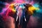 Vibrant Elephant Bursting with Colorful Powder