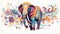Vibrant Elephant: Playful Abstract Illustration