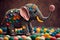 Vibrant Elephant Sculpture - generated with AI