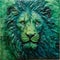 Vibrant Encaustic Lion Painting: Photorealistic Wildlife Art