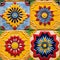 Vibrant and exquisite seamless pattern of photo realistic colorful moroccan tiles and ornaments