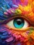 Vibrant Eye on a Cloud: Hyperrealistic 8K Colorful Image AI Generated