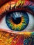 Vibrant Eye on a Cloud: Hyperrealistic 8K Colorful Image AI Generated